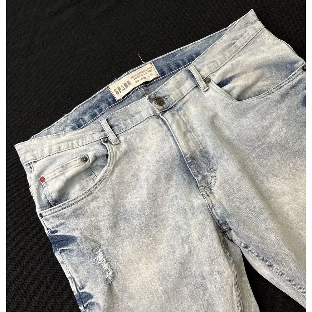 Spark Premium Denim Mens Jeans 38x32 Studio Collection‎ Ice Blue ~ FAST Shipping